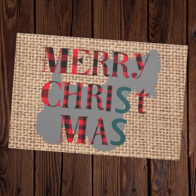 Tapete Trendy scottic Christmas dog terrier on burlap (Criador carregado)
