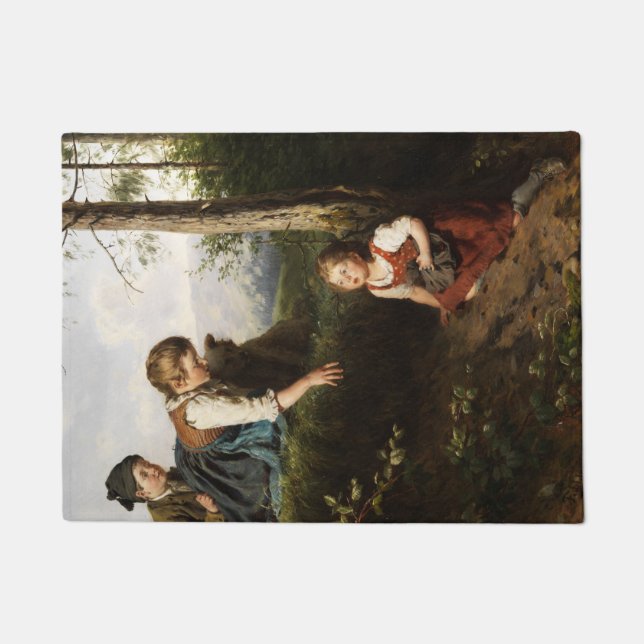 Tapete Três Crianças Pegando Cerejeiras Selvagens em um W (Frente)