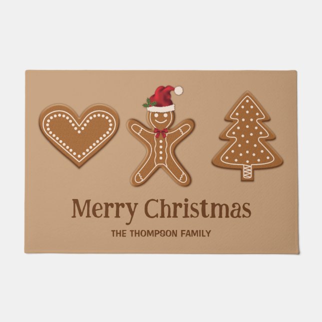 Tapete Três Formas de Biscoito de Natal de Gengibre & Tex (Frente)