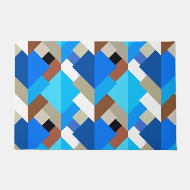 Tapete Triângulos Abstrato modernos, azul cobalto e casta (Frente)