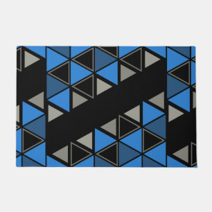 Tapete Triângulos Geométricos Retroativos Prata Azul