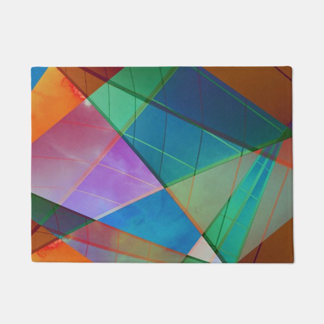 Tapete Triângulos modernos e coloridos, formas trapezoide (Frente)