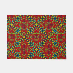 Tapete Tribal Único Hippie Boho Azul Amarelo Vermelho Col