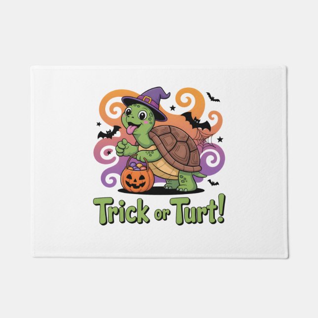 Tapete Trick ou Turt Engraçado Turtle Halloween (Frente)