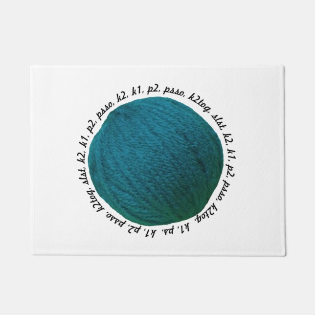 Tapete Tricotando Lingo Yarn Ball Teal ・ Artesanatos (Frente)