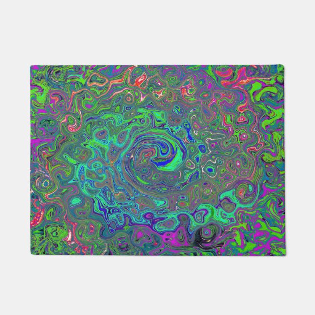 Tapete Trippy Chartreuse e Blue Retro Liquid Swirl (Frente)