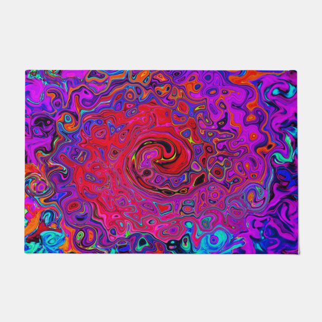 Tapete Trippy Red and Purple Abstrato Retro Liquid Swirl (Frente)