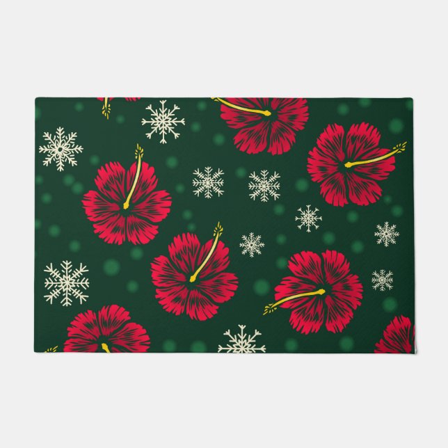 Tapete Tropical Floral Hibiscus Snowflakes Natal | (Frente)