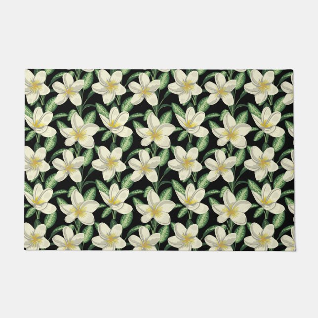 Tapete Tropical seamless pattern white flowers green leaf (Frente)