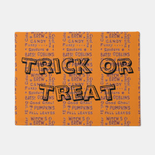 Tapete Truque de Halloween ou Porta de Tratamento Laranja