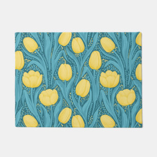 Tapete Tulipas em azul e amarelo