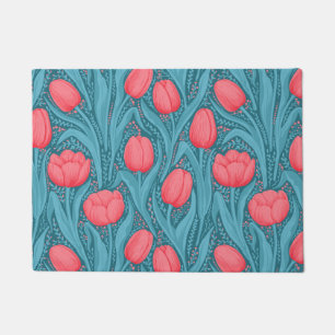 Tapete Tulipas em azul e vermelho
