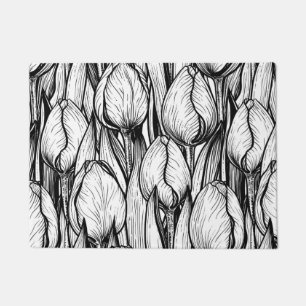 Tapete Tulipas em preto e branco