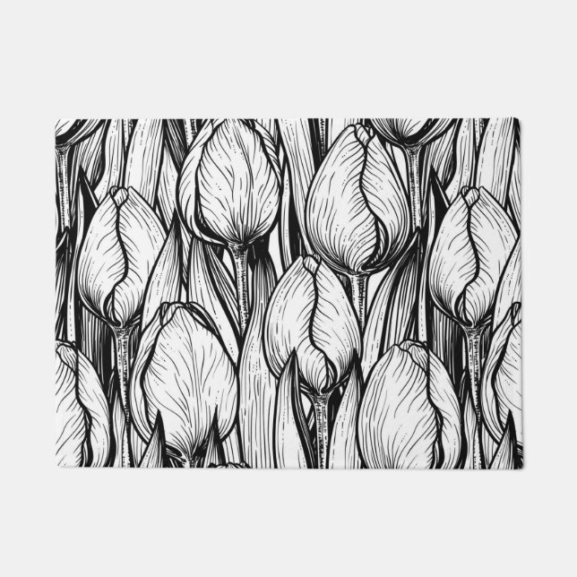 Tapete Tulipas em preto e branco (Frente)