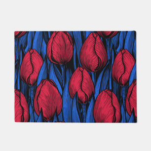Tapete Tulipas em vermelho e azul