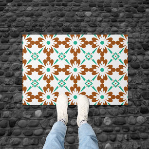 Tapete Turquesa Castanho E Azulejo Espanhol Branco