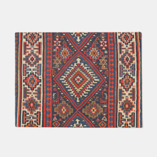 Tapete Turquia Kilim Aztec Vermelho Azul Tan