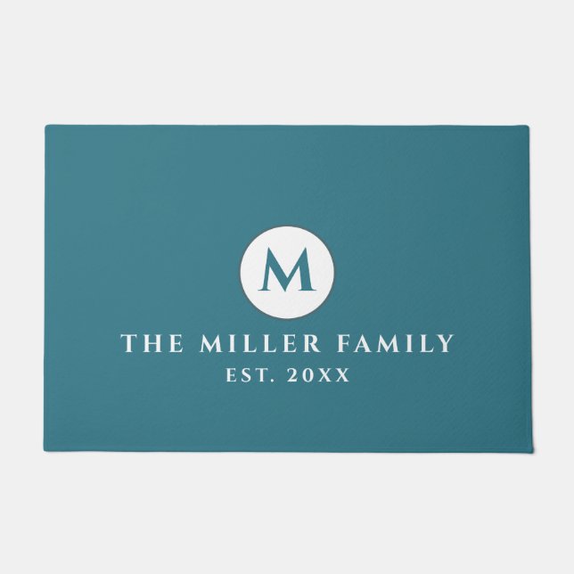 Tapete Turquoise Monogramed Family Name Doormat (Frente)