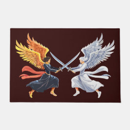 Tapete Two Angel with large sword with open wings