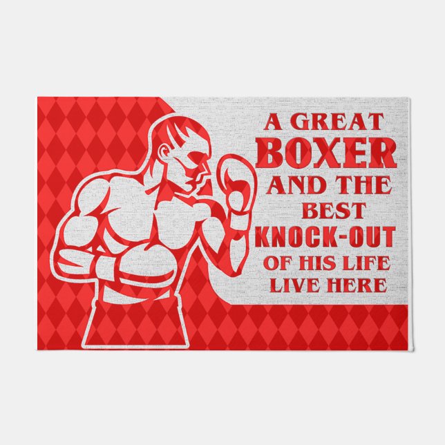 Tapete Um Boxer Excelente Vive Aqui Mat, Boxer Engraçado (Frente)