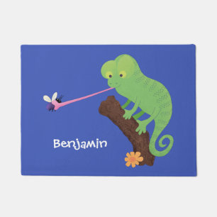 Tapete Um desenho animado verde-feliz chameleon lagarto