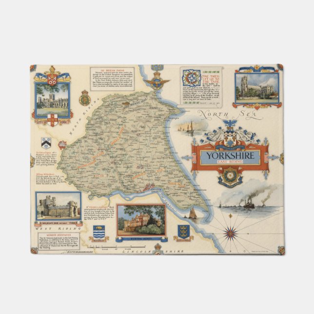 Tapete Um mapa de Yorkshire: Equitação do leste (Frente)