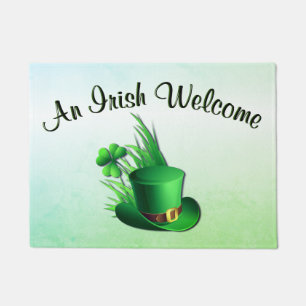 Tapete Um Toque Irlandês Leprechaun Chapéu de Trevo na Gr
