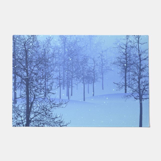 Tapete Uma floresta de inverno nevada em um (Frente)