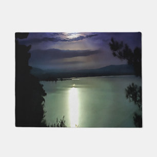 Tapete Uma Lua Cheia Que Reflete A Arte Náutica Do Egeu