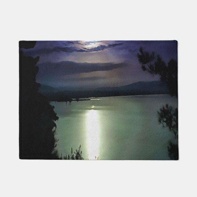 Tapete Uma Lua Cheia Que Reflete A Arte Náutica Do Egeu (Frente)