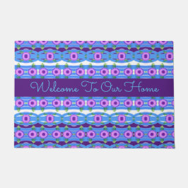 Tapete Uma Porta Padrão Azul e Roxa Convidando