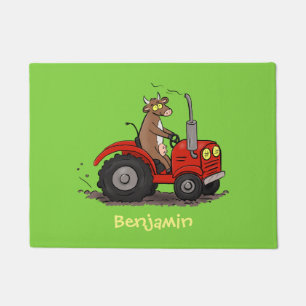 Tapete Uma vaca feliz e bonita dirigindo um desenho de tr