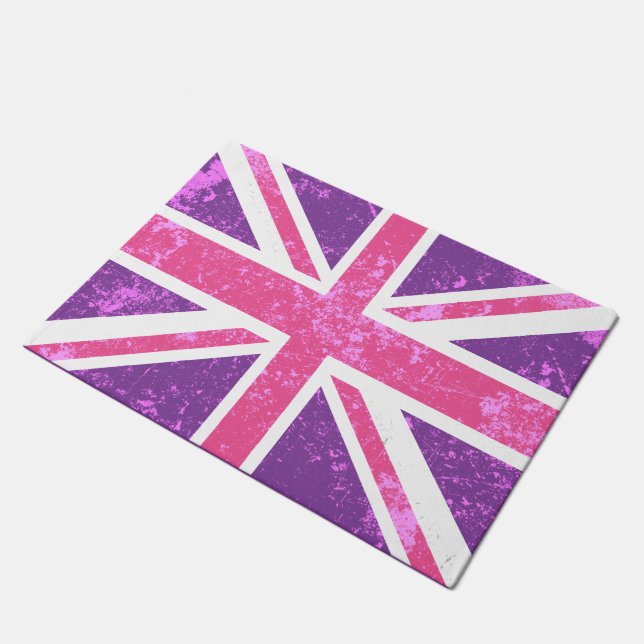 Tapete Union Jack roxo e cor-de-rosa, bandeira de Londres (Inclinado)
