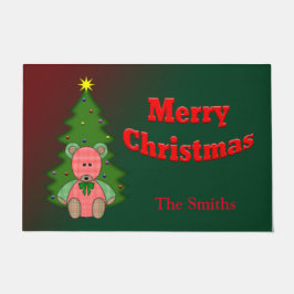 Tapete Urso Personalizado em Árvore Feliz Porta de Natal