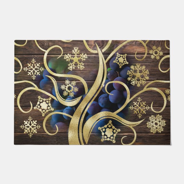 Tapete Uvas Elegantes Com Padrão Dourado (Frente)