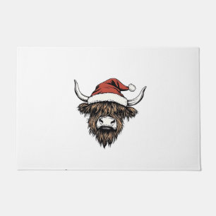 Tapete Vaca das Terras Altas Natal Xmas Papai Noel Lanosa