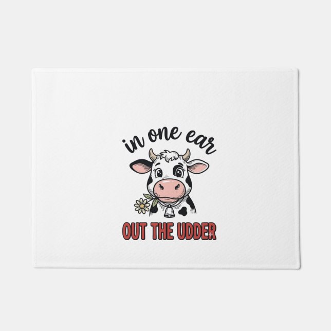 Tapete Vaca Engraçada Com Uma Orelha Para Fora Da Camiset (Frente)