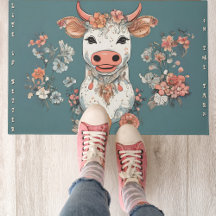 Vaca Whimsical Mat/ Door Mat de 24" x 36"