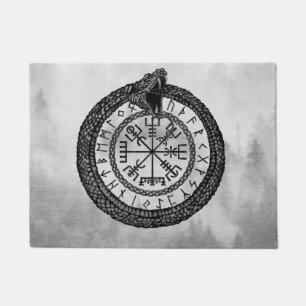 Tapete Vegvisir com Ouroboros e runes - grayscale