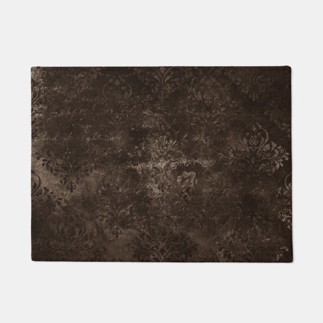 Tapete Velvety Bronze Damask | Grunge Barroco Marrom (Frente)