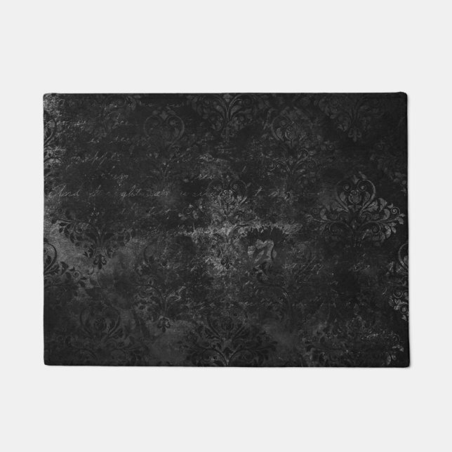Tapete Velvety Onyx Damask | Vampiro Negro Grunge Barroco (Frente)