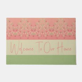 Tapete Verde E Rosa Bem-Vindo