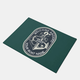 Tapete Verde Náutico "Bem-vindo a Bordo" personalizado