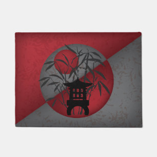 Tapete Vermelho de bambu da lua do mini pagode