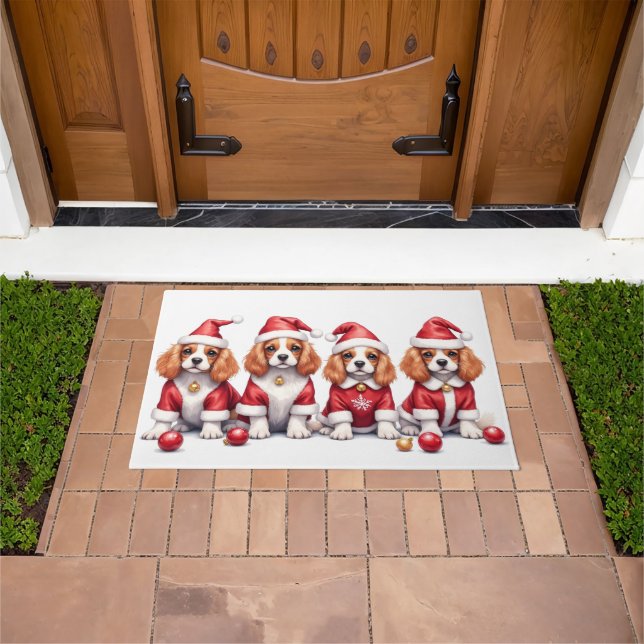 Tapete Vestido de Natal do Cavalier King Charles Spaniel (Ar livre)