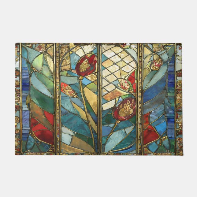 Tapete Vidro Vermelho Chefe Poppies no nascer do Sol (Frente)