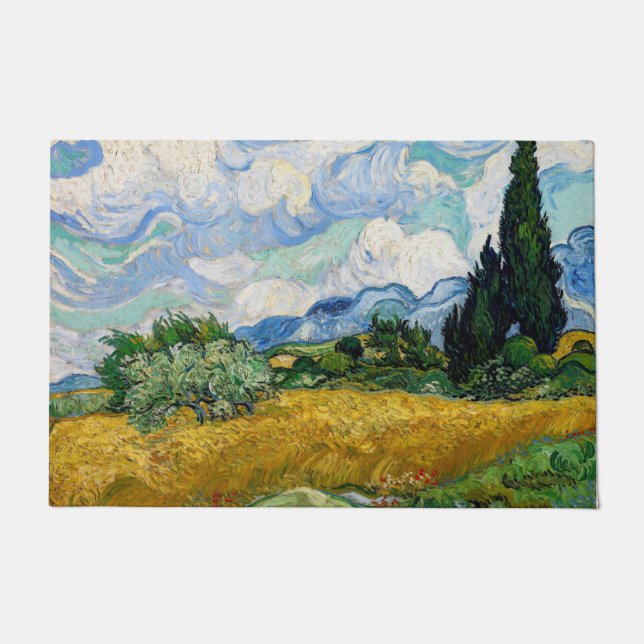 Tapete Vincent Van Gogh - Campo de Trigo com Cipras (Frente)
