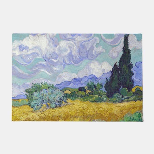 Tapete Vincent Van Gogh - Campo de Trigo com Cipras (Frente)