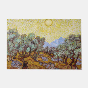 Tapete Vincent van Gogh - Oliveiras, céu amarelo e sol