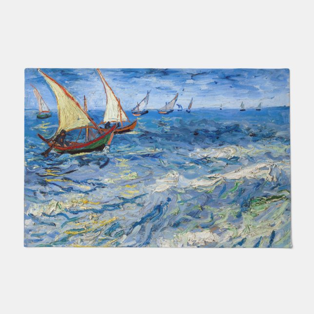 Tapete Vincent van Gogh - Vista marinha em Saintes-Maries (Frente)